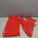 Avidlove Women One Piece Lingerie Deep V Lace Bodysuit Mosaic Lace Teddy Mesh Skirt (XX-Large, Classic Red)