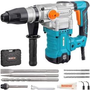 Berserker 1-9/16" SDS-Max Heavy Duty Rotary Hammer Drill with Vibration Control, Safety Clutch,13 Amp 3 Functions Demolition Rotomartillo for Concrete-Including 4 Drill Bits,2 Chisels, Carrying Case