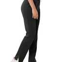 ODODOS Women's Modal Soft Split-Hem High Waist Pants with Pockets Adjustable Shockcord Casual Lounge Pants, Black, S
