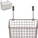 Spectrum Hanging Baskets for Organizing (Medium, Bronze) - Grid Over the Cabinet Wire Basket for Kitchen or Bathroom - Door Hanging Storage Organizer for Cleaning Supplies, Washcloths, & Hand Towels