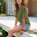Dokotoo Women's Casual Summer Tops Crew Neck Short Sleeve Drawstring T Shirts Basic Tee Tunic Blouses (Green, M)