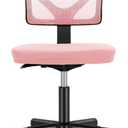 Sweetcrispy Office Computer Desk Chair, Ergonomic Low-Back Mesh Rolling Work Swivel Chairs with Wheels, Armless Comfortable Seat Lumbar Support for Home, Bedroom, Study, Student, Adults, Pink