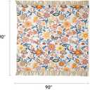 100% Cotton Boho Throw Blanket for Home Decor Classic Farmhouse Quilt Bedding, Muslin Blankets for Adults, Vintage Woven Decorative Blanket for Couch, Bed Layering Use, Botanic Floral, 90"x90", Queen