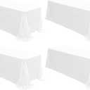 4 Pack White Tablecloths for 8ft Rectangle Tables 90 x 156 Inch - Polyester Table Cover Stain and Wrinkle Resistant Washable Fabric Table Clothes for Wedding Party Banquet Reception Restaurant