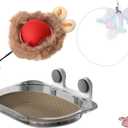 3-in-1 Cat Toy and Cat Window Perch, Window-Mounted Hammock with Scratching Board, Interactive Teaser Wand, Smart Ball with LED Lights