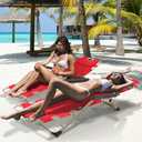 MoNiBloom 3-Position Folding Reclining Patio Chair Set of 2, Patio Lounger Folding Chairs with Adjustable Backrest and Headrest for Backyard Poolside Lawn, 330lbs Capacity (Red)