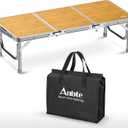 Anbte 34.2" x 15.7" Low Folding Picnic Table, 10.3" Height Thicker Aluminum Small Camping Table with Storage Bag, Portable Handle, Lightweight, for Camping Beach Party Picnic Floor, Yellow