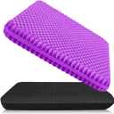 Plus Size Gel Cushion for Long Sitting, Breathable Honeycomb Pressure Relief Pad for Office Chair, Car & Wheelchair (Plus Size - Light purple-01)