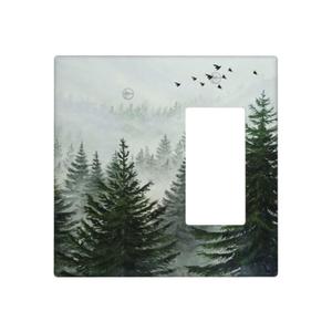 Tree Forest 2 Gang Blank Rocker Light Switch Cover Plates Decorative Electric Outlet Covers Decorator Wall Switch Plate Receptacle Plug Covers 4.6 * 4.5 Inches