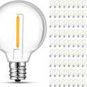 GvvooHome 90 Pack LED G40 Replacement Bulbs for String Lights, Shatterproof Plastic Globe Bulb for Indoor Outdoor Patio Decor, E12 Candelabra Socket Base, Warm White