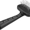 Tweezerman Dog and Cat Slicker Brush for Small Pets, Grooming Brush with Coated Bristles to Prevent Scratching and Ergonomic Handle (Black)