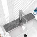 TOOVEM Silicone Faucet Mat, 24 x 5.5 Inch Kitchen Sink Splash Guard Behind The Faucet, Faucet Handle Drip Catcher Tray Dish Soap Sponge Holder for Kitchen, Bathroom,Bar, Rv (Grey)