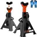 Jack Stands 6 Ton with Double Locking Pins,Rubber Pads,Large Foot Base,for Lifting Trucks Cars SUVS UTV ATV, 15.75-23.23inch Adjustable Height,Heavy Duty Steel Jack Stands,13000 lb Capacity,1 Pair (6T+Rubber Pads+Gloves)