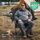 SUNW Oversized 400lbs Foldable Rocking Camping Chair with Cup Holder Side Pocket, Black & Gray