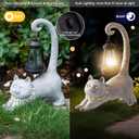 RM ROOMERS Cat Garden Statue with Lantern  Solar Cat Light Outdoor Figurine for Yard Patio Porch  Gifts for Women Gardeners  House Decorations, Birthday & Mothers Day Garden Gifts