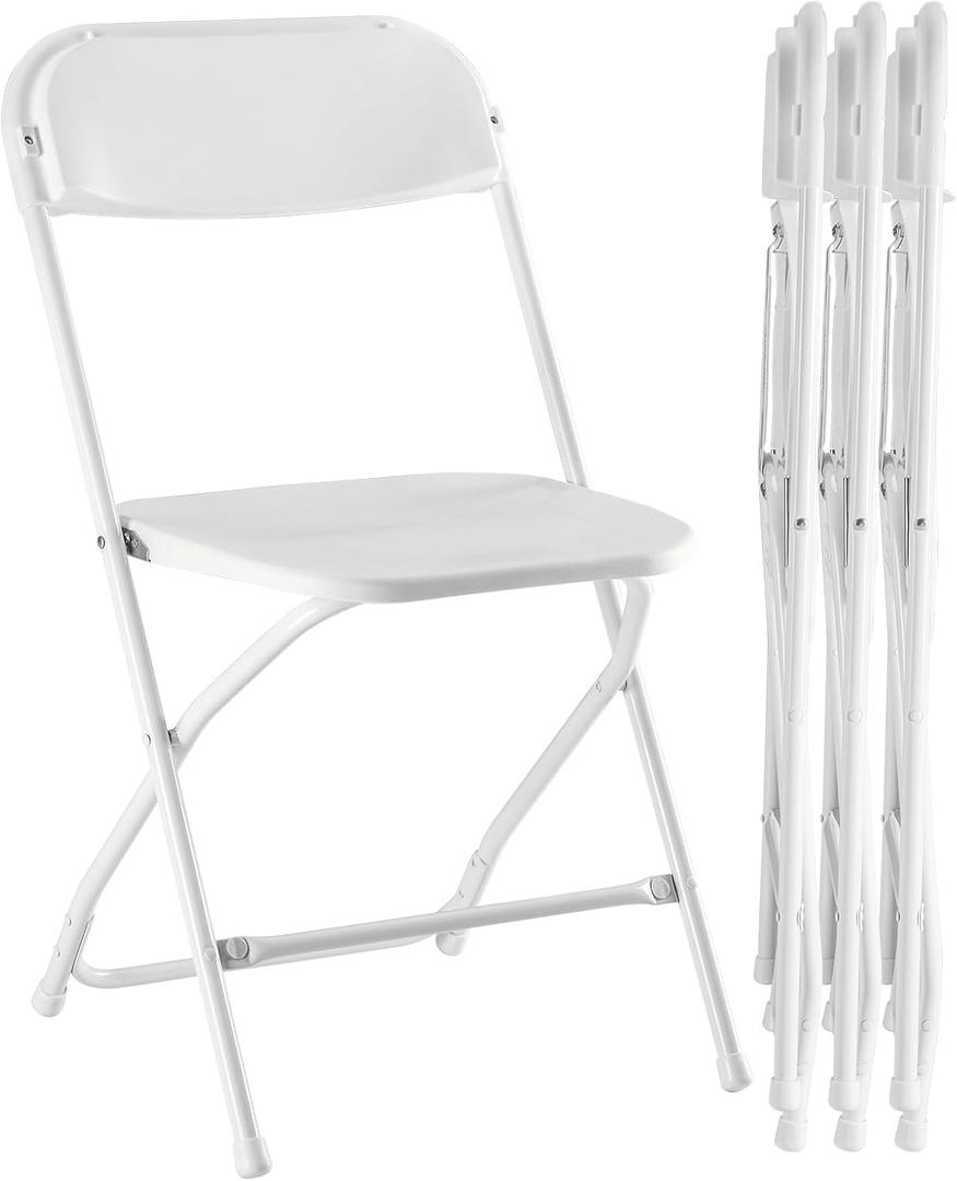 Sweetcrispy Folding Chair 4 Pack, Plastic Foldable Chairs with 330-Pound Capacity, Sturdy Metal Portable Chair, Easy to Use and Store, Outdoor and Indoor, for Home, Office, Party, Comfy, White