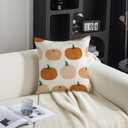 2 x TAJWE Fall Pillow Covers 18x18 Inch Set of 2 Orange Maple Leaves Pumpkins Autumn Pillowcases Farmhouse Decorative Seasonal Thanksgiving Harvest Cushion Cases for Sofa Couch Home Decor