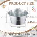 4 Pcs 1 Gallon Galvanized Metal Buckets with Handles, Small Rustic Decorative Pails for Party Centerpieces, Beverage Tub, Flower Pots, Gift Baskets, Farmhouse Indoor Outdoor Use