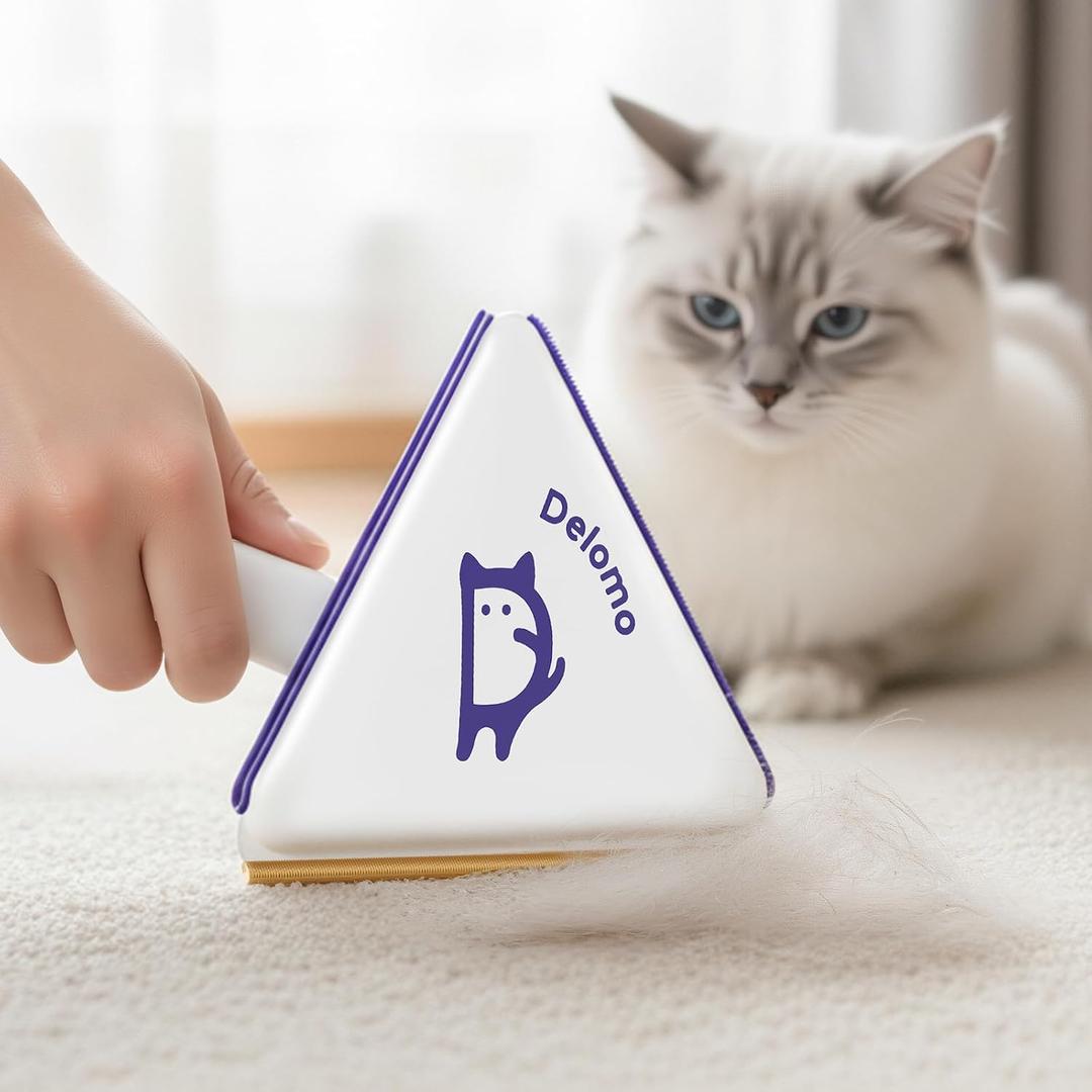 Multi-Use Pet Hair Removal Tool: DELOMO Handheld Fur Rake Scraper  Metal Side for Deep Cleaning on Carpets, Rugs & Car Mats, and Rubber Side for Gentle Cleaning on Couches  Ideal for Pet Homes