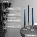 CANDWAX 10 inch Tapered Candles - Set of 12 Dripless Unscented Candlesticks - Perfect for Dinner and Decor Use - Dark Blue