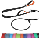 Joytale Tangle-Free Slip Leads for Dogs, 6 FT Slip Leash with Padded Double Handle, Reflective Nylon Training Leash for Small Medium Dogs 15-40 Lbs, Black/Orange