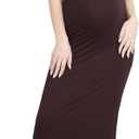 Motherhood Maternity Women's Elbow Sleeve Ribbed Mock Neck Maxi Pregnancy Dress (Tawny Port, Small)