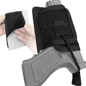 Concealed Carry Pistol Holster with Adhesive Backed, Universal CCW Hook&Loop Handgun Storage Holder with Retention Strap for Backpack, Vest, Fany, Vehicle