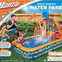 BANZAI Wild Waves Water Park, Length: 88 in, Width: 52 in, Height: 53 in, Inflatable Outdoor Backyard Water Splash Toy