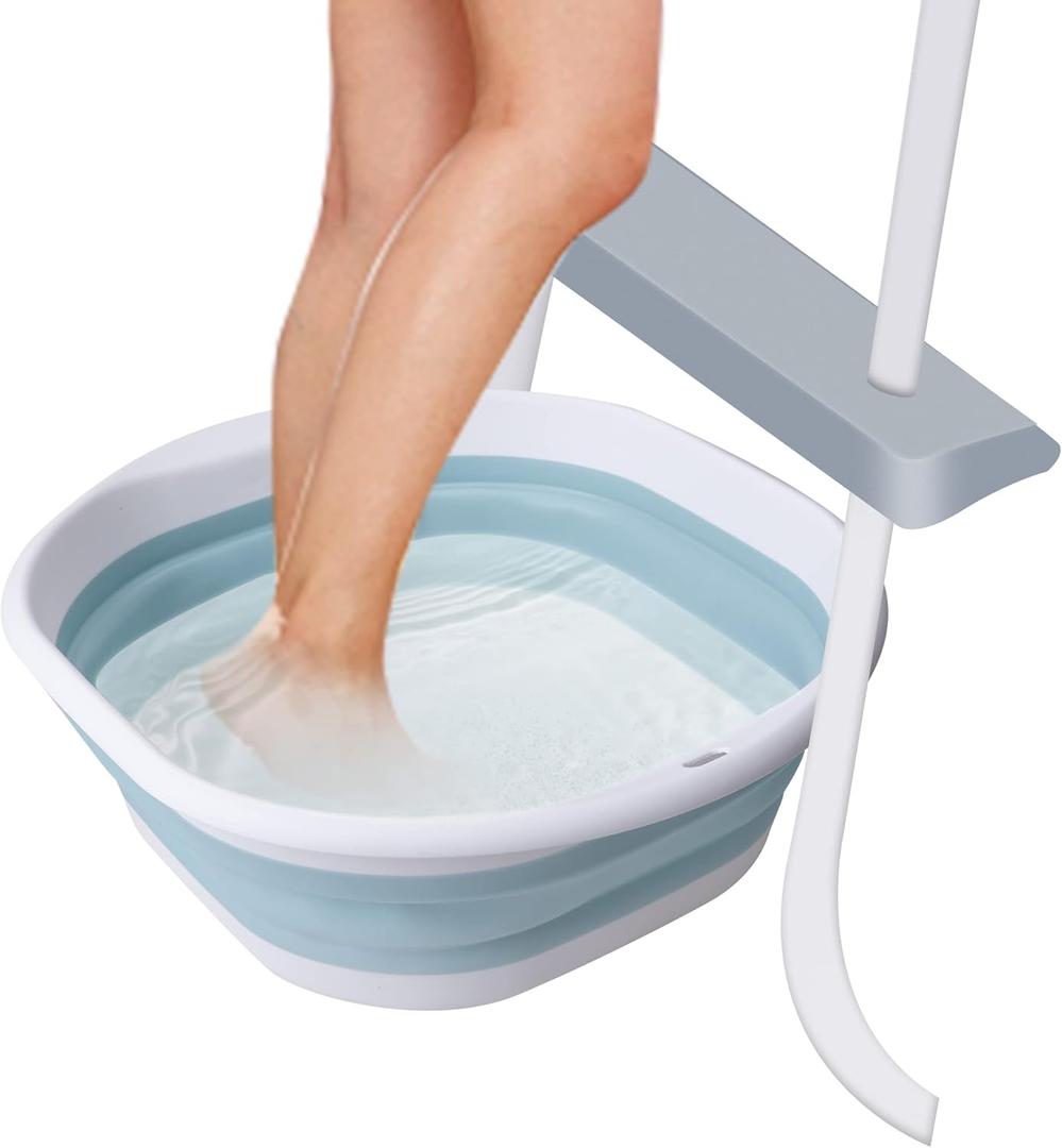 Tlswshsy Portable Pool Foot Bath,Collapsible Pool Foot Wash Basin Tub,Foot Bath Basin for Above Ground Swimming Pools Accessories (White)