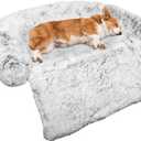 Calming Dog Bed Fluffy Plush Dog Mat for Furniture Protector with Removable Washable Cover for Large Medium Small Dogs and Cats (Medium, Light Grey) (41.0"L x 37.0"W x 6.0"Th)