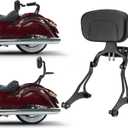 Mofun Adjustable Multi Purpose Passenger Driver Backrest Sissy Bar Compatible with Indian Chieftain, Dark Horse, Vintage, Challenger, Springfield Models 2014-2024 Black