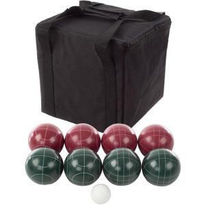 Bocce Ball Set Regulation Size - Lawn Game for Backyard or Beach - Includes Red and Green Bocce Balls, Pallino, and Carrying Case by Trademark Games