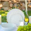 HOMBENE Dessert Pasta 8 Inches Set for 6, Sun-glitter Style, Salad Plates, Porcelain Round Shaped Dinner Plates for Kitchen, Porcelain Dinner, Microwave & Dishwasher Safe, White