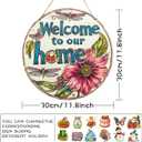 2 x Bimkole Interchangeable Seasonal Welcome Sign Front Door Decorations, Round Wood Wreath for Outdoor Farmhouse Porch - Perfect for New Home Housewarming Gift, Halloween Easter Christmas Home Decor