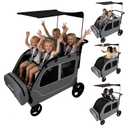 4 Seater Wagon Stroller, Large Quad Wagon for Kids 2 3 4 Baby Toddler Child Travel All Terrain Push Triple Twin Double Side by Side Stroller with Canopy Seats (Dark Grey)