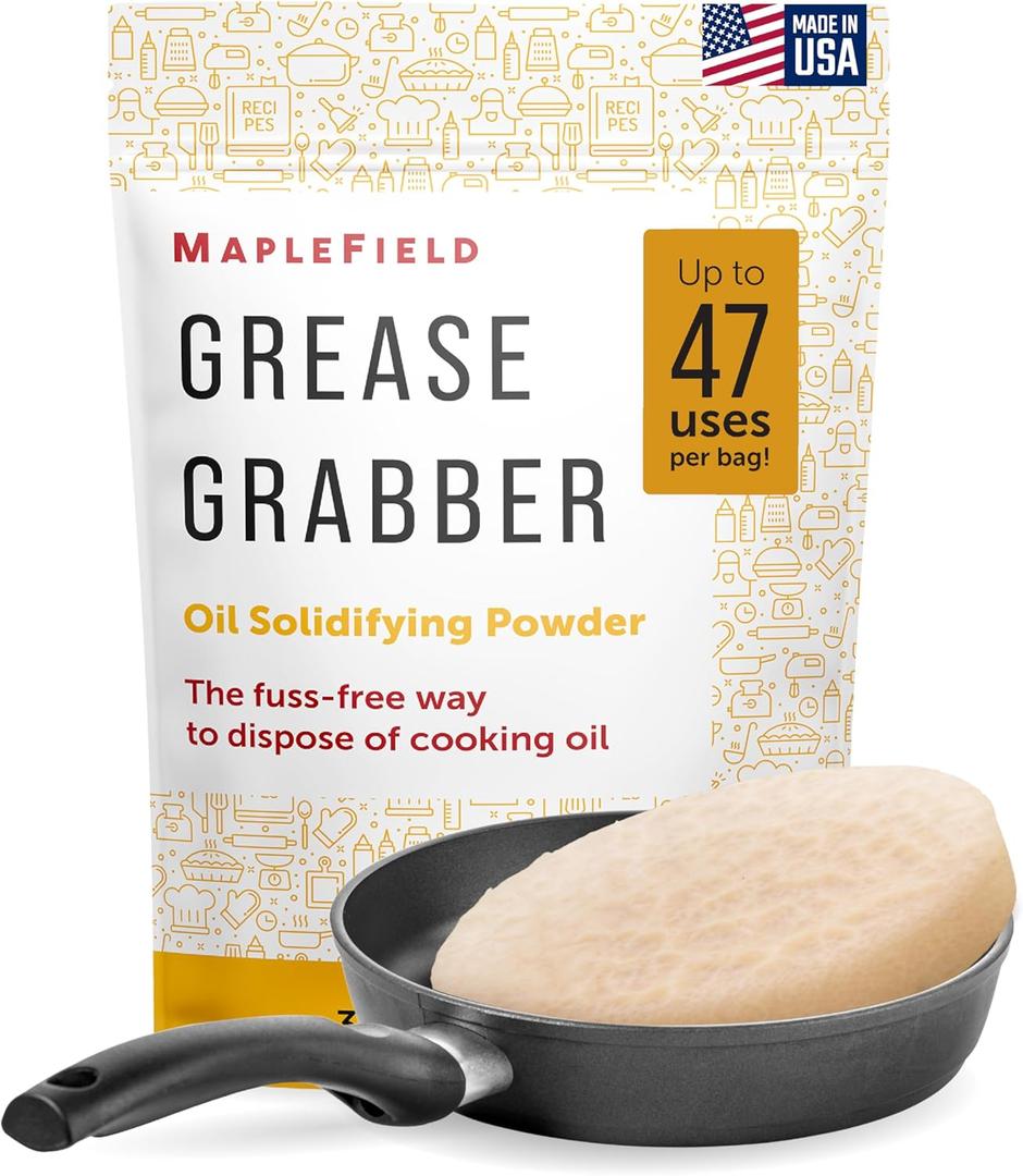 Maplefield Grease Grabber Oil Solidifier Powder - 32 oz Waste Cooking Oil Solidifier Hardener for Grease