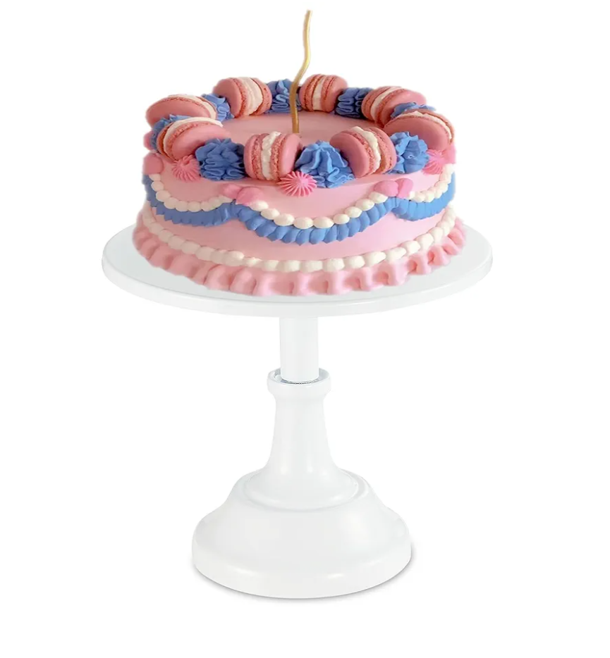 White Cake Stand 10 inch Round - Cupcake Stand - Metal Cake Holder Stand for Wedding Reception Birthday Party Graduation Ceremonies Family Gatherings and Other Events
