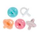 Nuby Silicone Softees Pacifier and Teethers - (5-Pack) Silicone Baby Pacifiers and Teethers - 0+ Months - Assorted Pastel Colors