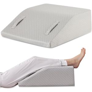 Leg Elevation Pillow for After Surgery, 10inch Foam Leg Elevating Pillow for Swelling and Blood Circulation, Leg Wedge Pillow for Sleeping, Knee Pillow for Knee Hip Ankle Pain Relief, Grey
