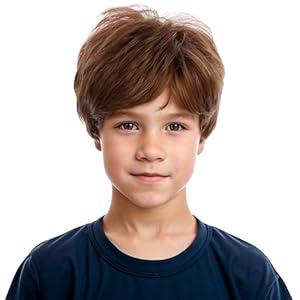 Boys Short Ginger Wig Kids Copper Brown Wig Childrens Short Straight Daily Halloween Costume Synthetic Wigs