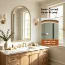 USHOWER Brushed Gold Arched Bathroom Mirror 24x36 Inch