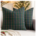 MIULEE Christmas Set of 2 Scottish Tartan Plaid Throw Pillow Covers Farmhouse Classic Decorative Outdoor Square Cushion Cases for Decor Sofa Couch 18x18 Inch, Green