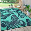 Uphome Outdoor Rug Waterproof 8x10 ft, Patio Plastic Straw Rugs for RV Camping, Reversible Mat Outside, Indoor Outdoor Large Floor Carpet for Back Yard Deck Balcony Porch Beach Picnic, Teal