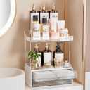 Delamu Bathroom Organizers and Storage, 2 Tier 2 Drawer Makeup Organizer Countertop, Easy to Install, Ideal for Bathroom Counter, Vanity, Clear (2Drawers 1 Pack)