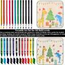 Fuxi Easter Basket Stuffers, Art Supplies for 9-12 | Art Set with 60-Sheet (73lb/120gsm) Sketch Book, Jumbo Colored Pencils & Crayons. (10" x 8" (Pack of 1), Satind Black)