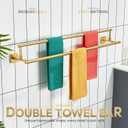 KOKOSIRI Bath Towel Bars 36-Inch Double Towel Rails Overlength Bathroom Racks for Cabinet Kitchen Brushed Gold Stainless Steel B5009BG-L36