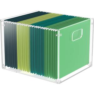 MaxGear Mesh Hanging File Organizer Box, Acrylic Filing Storage Crate for Letter/Legal Size Files, with Handles for Office, Pantry, Clothes, and Bath