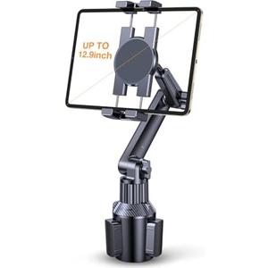 Coolpow Cup Holder Tablet Holder for Car【15" Height Adjustable】 Car Cup Holder ipad Car Mount for Truck Stand Car Tablet Holder Multi Angle Car Mount for All 4.7"-13" Apple iPad Samsung Galaxy Tab
