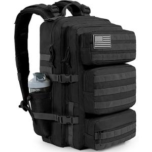 Military Tactical Backpack 25L Day Backpack for Men Molle Army 3 Days Assault Pack Bug Out Bag Water Resistant and Heavy Duty Hiking Treeking Rucksack - Black