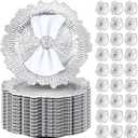 Dandat 50 Set Charger Plate with Napkin Ring 13 in Round Matte Reef Dinner Charger Hollow out Flower Napkin Holder Plastic Plate for Table Setting Wedding(Silver)